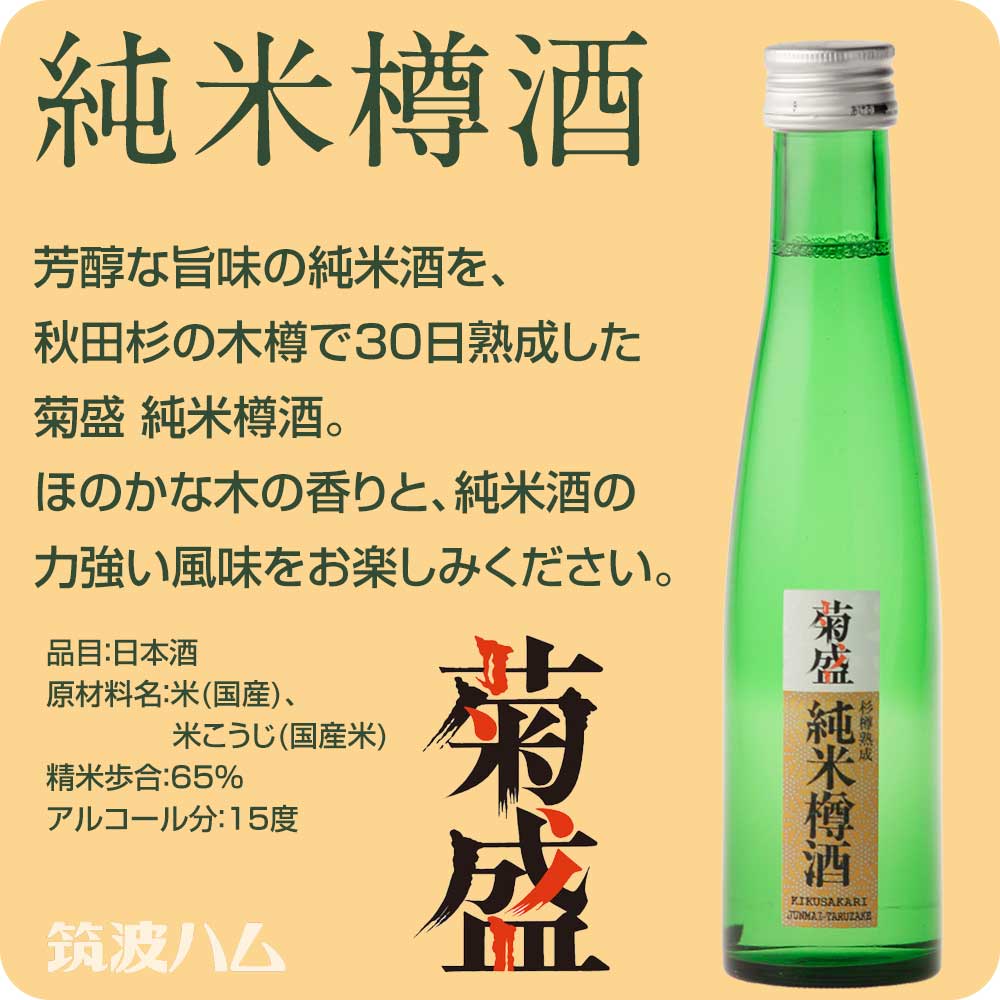 日本酒飲み比べ ギフト 筑波ハム 木内酒造 菊盛 純米樽酒